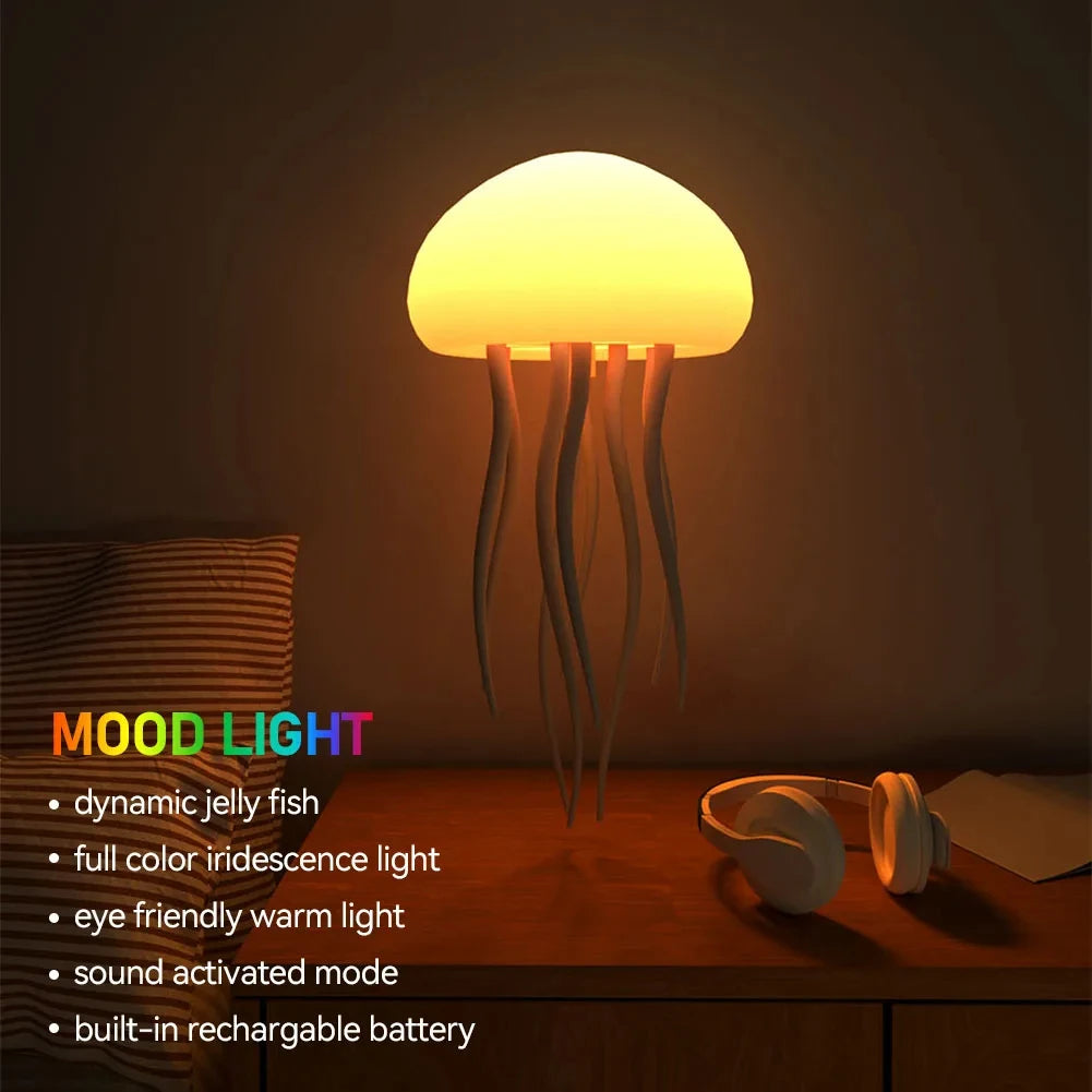 🐠 Jellyfish Cartoon LED Night Light – Cute Rotating RGB Bedside Lamp