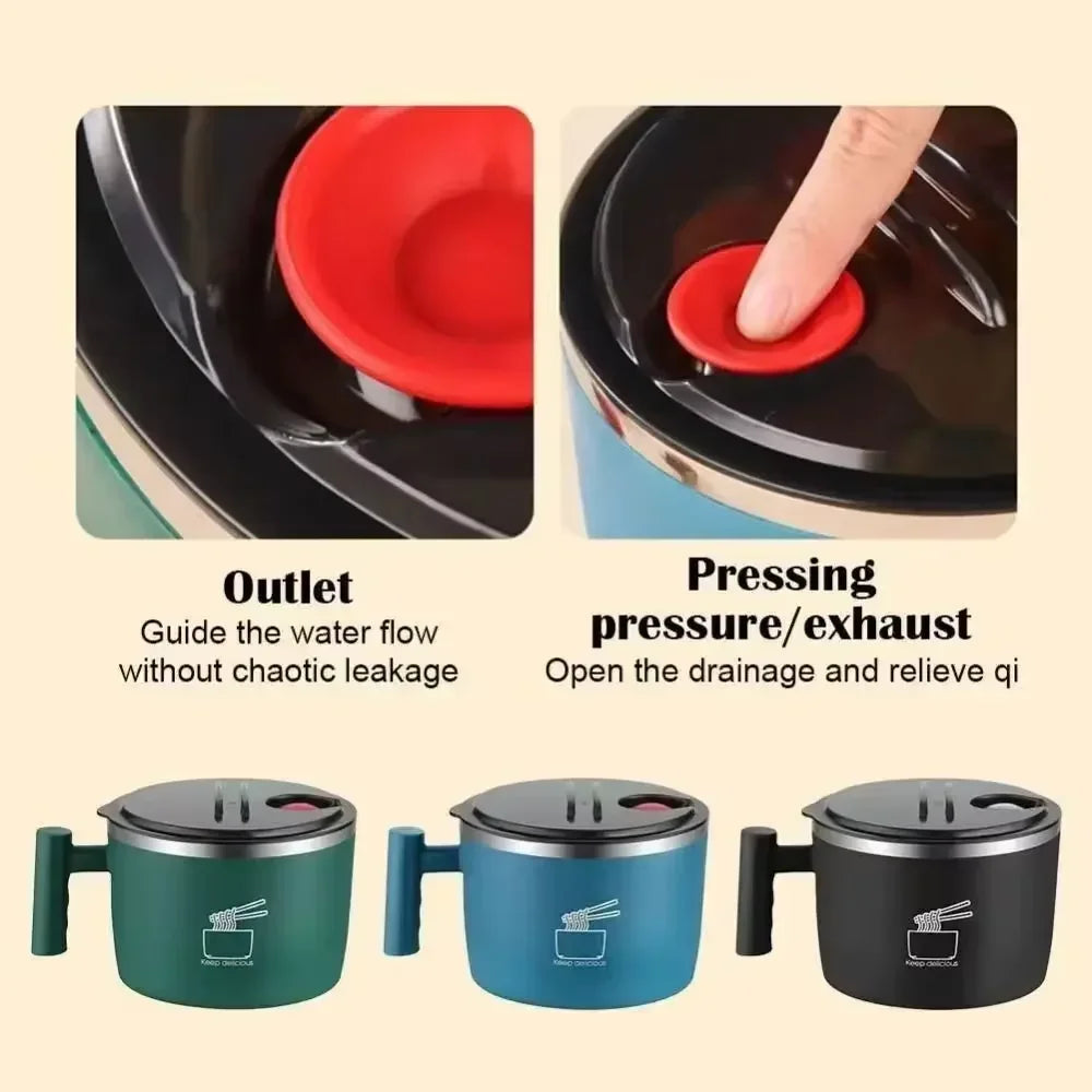 🍜 1000ml Stainless Steel Thermal Bowl with Phone Holder | Portable & Eco-Friendly