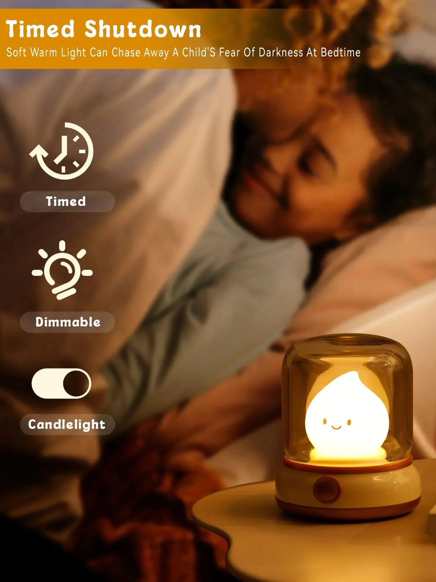 Flameless LED Lamp | USB-Powered Night Light with Realistic Flame Effect