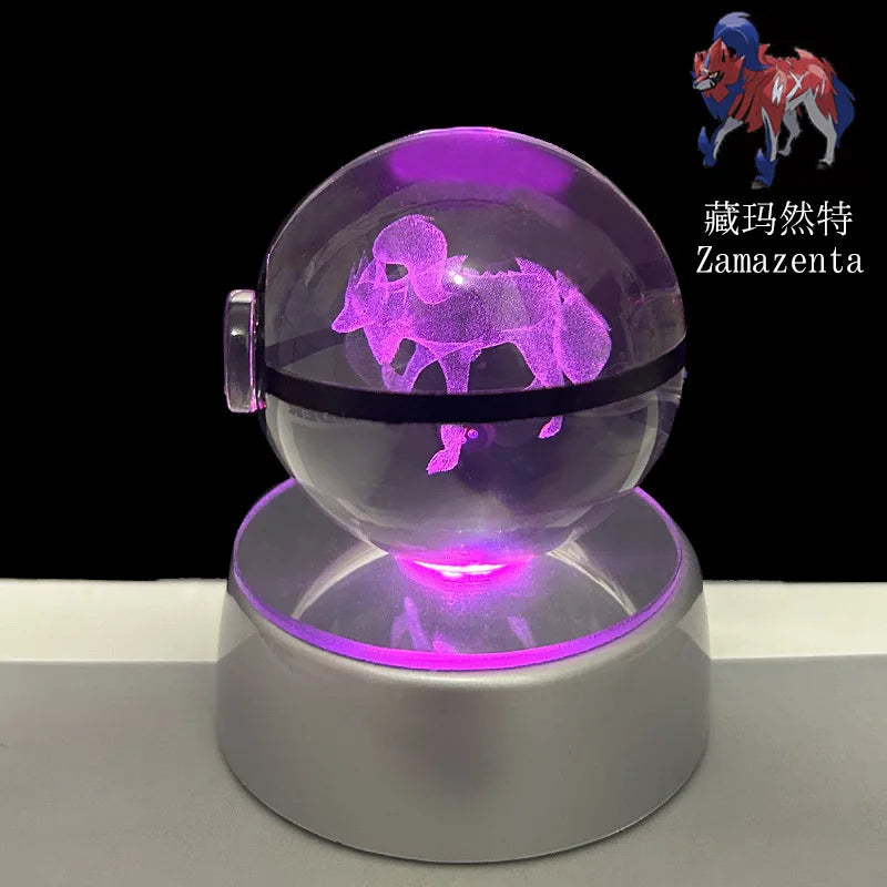 🪐 Pokémon 3D Crystal Ball LED Night Light – Pikachu, Gengar, Eevee & Mewtwo