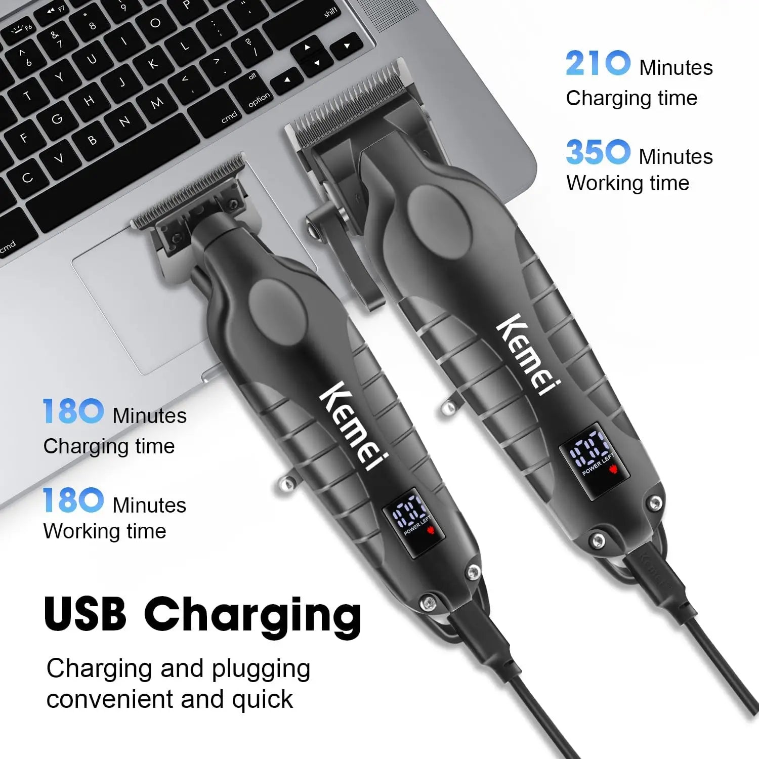 ✂️ Kemei Professional Hair Clippers & Shavers – Rechargeable Electric Grooming Tools