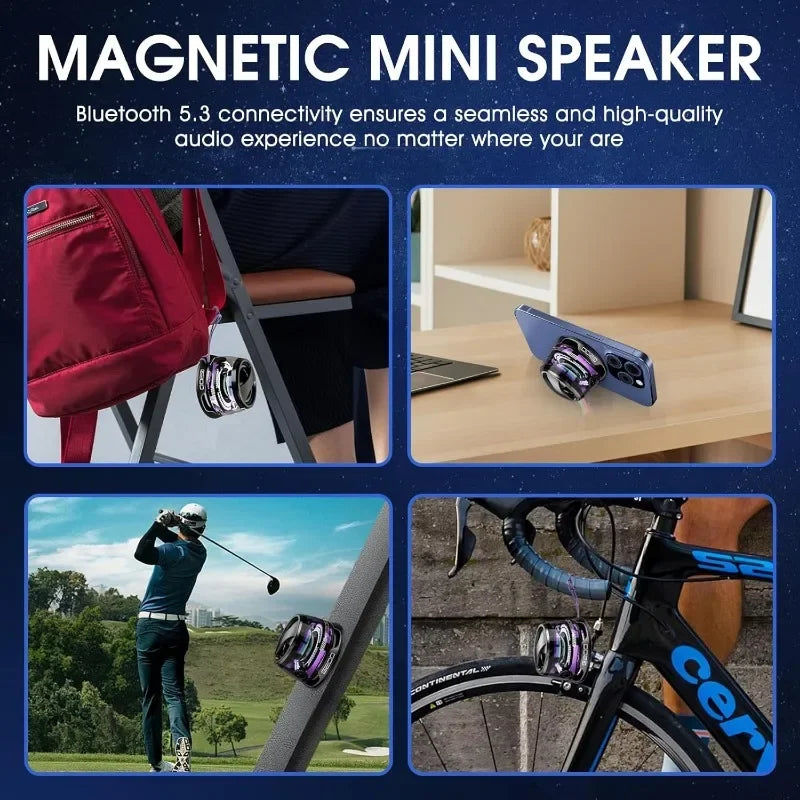 🔊 VIKEFON Mini Bluetooth Speaker 5.3 – Portable Wireless Speaker with RGB Lights & Magnetic Mount