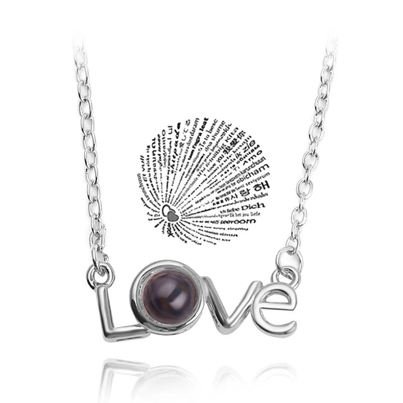 💖 Projection Necklace – 100 Languages "I Love You" Pendant