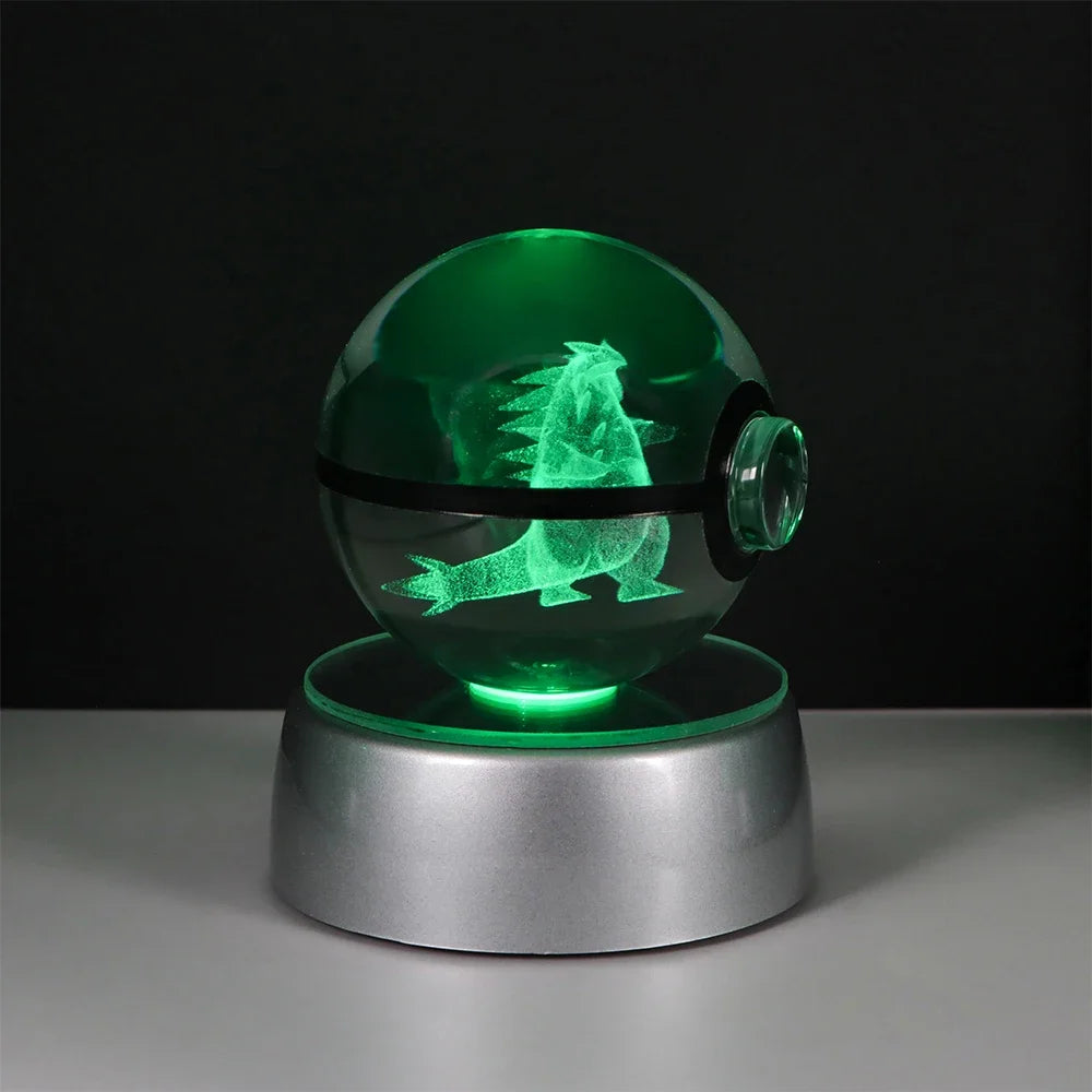 🪐 Pokémon 3D Crystal Ball LED Night Light – Pikachu, Gengar, Eevee & Mewtwo