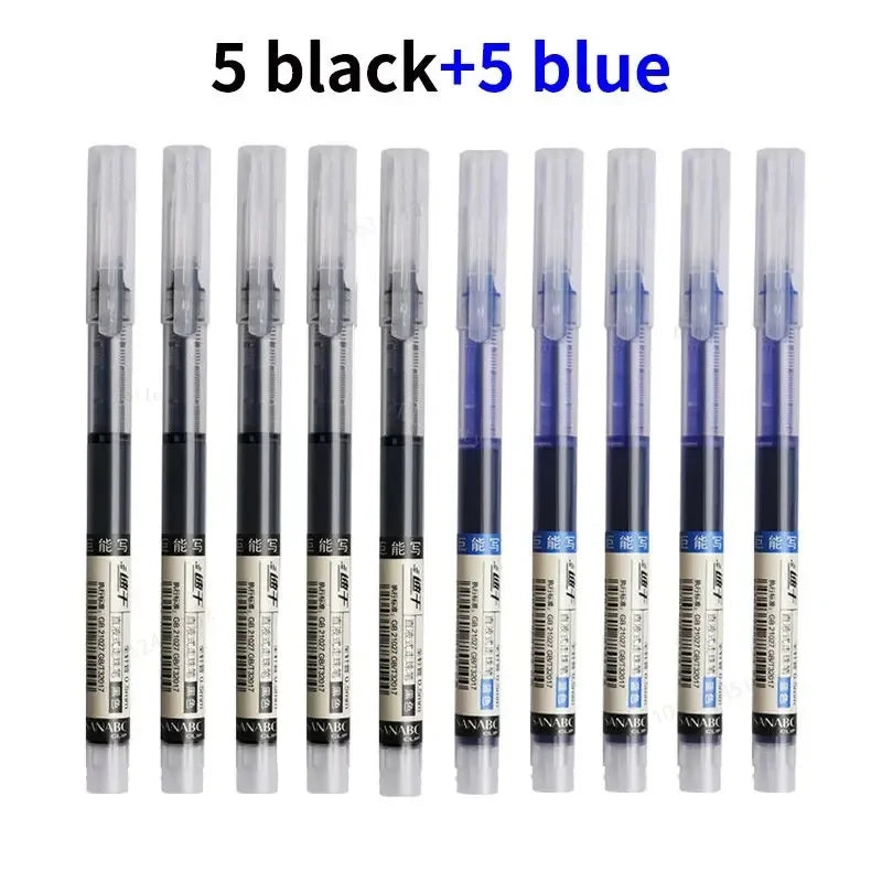 🖊️ 10Pcs/Set High Quality Needle Type Gel Pens – Straight Liquid Ballpoint