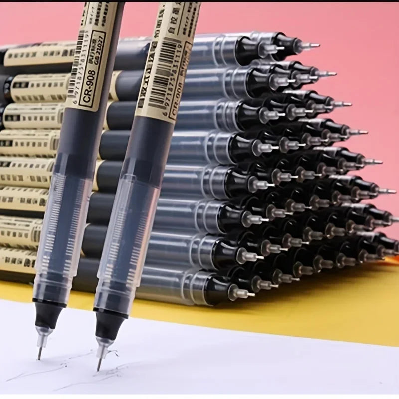 🖊️ 10Pcs/Set High Quality Needle Type Gel Pens – Straight Liquid Ballpoint
