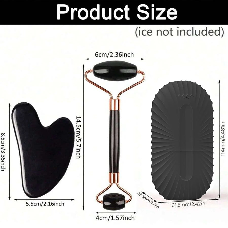 ❄️ 1/2/3pcs Ice Face Roller Facial Skincare Set – GuaSha & Face Massage Roller