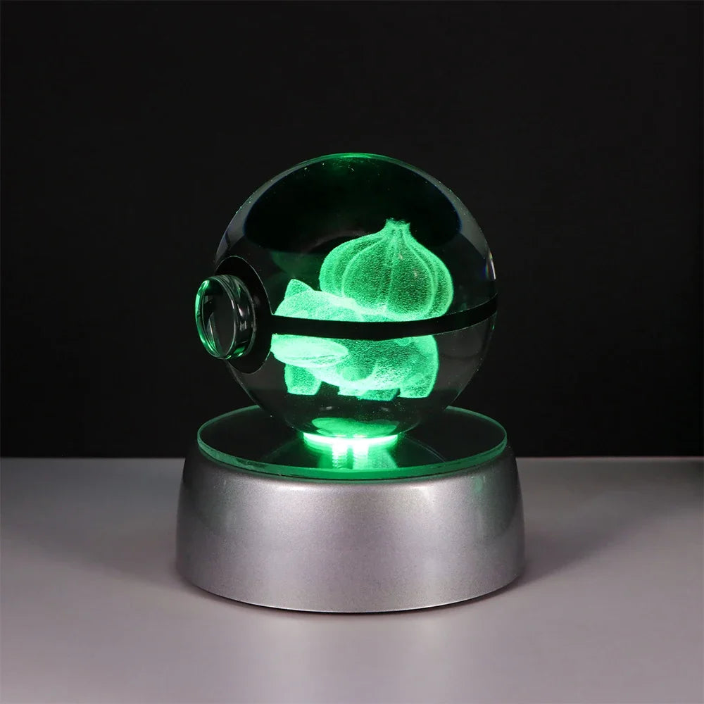 🪐 Pokémon 3D Crystal Ball LED Night Light – Pikachu, Gengar, Eevee & Mewtwo