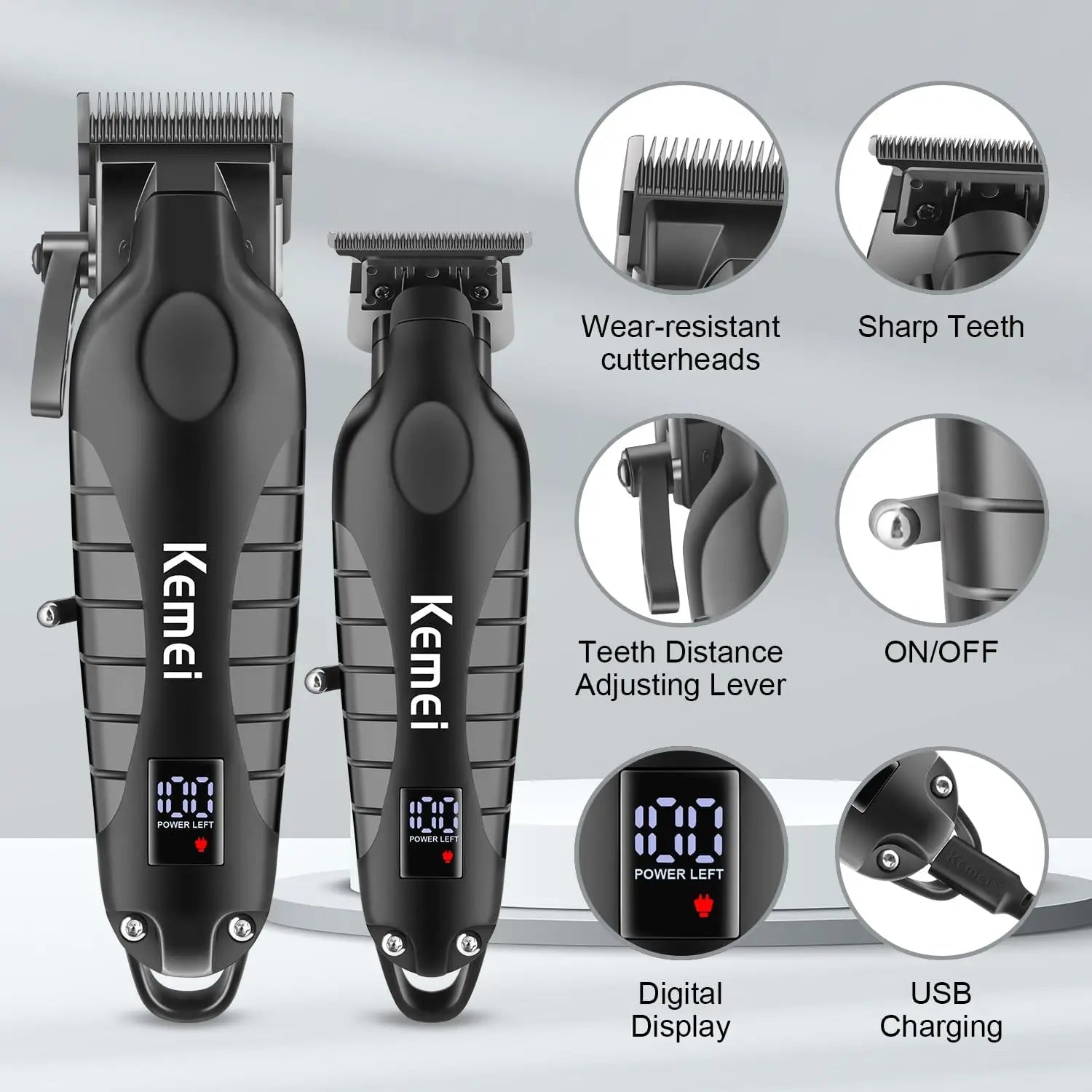 ✂️ Kemei Professional Hair Clippers & Shavers – Rechargeable Electric Grooming Tools