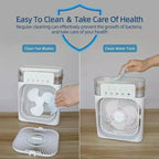💨3-in-1 Mini Air Cooler, Fan & Humidifier with LED Night Light – Portable, USB Powered, Low-Noise
