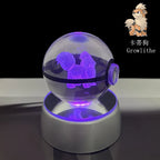 🪐 Pokémon 3D Crystal Ball LED Night Light – Pikachu, Gengar, Eevee & Mewtwo