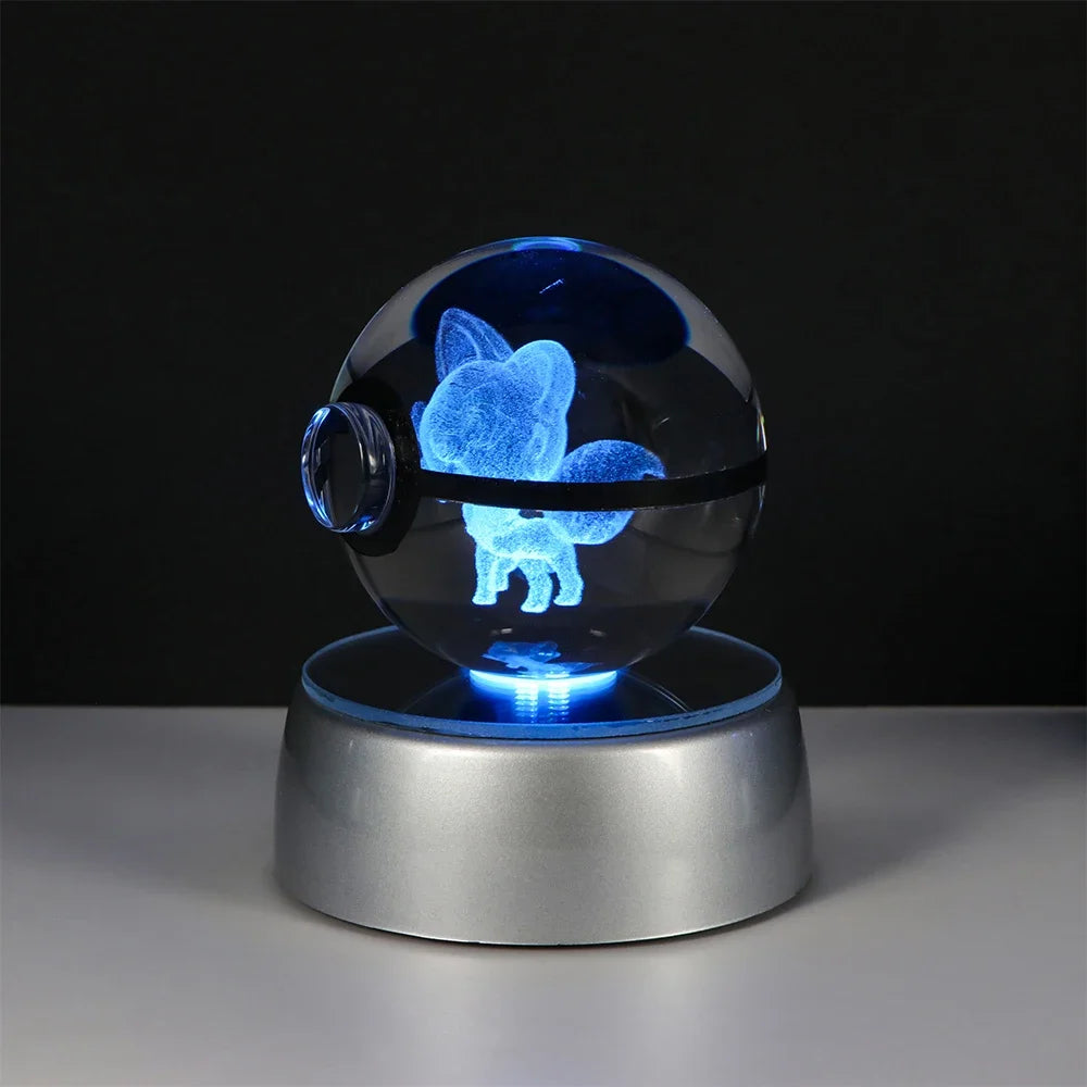 🪐 Pokémon 3D Crystal Ball LED Night Light – Pikachu, Gengar, Eevee & Mewtwo