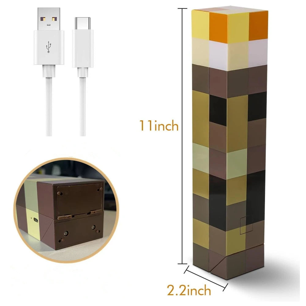 🪔 MC Game Brownstone Torch Lamp Figure – 4 Colors LED Night Light