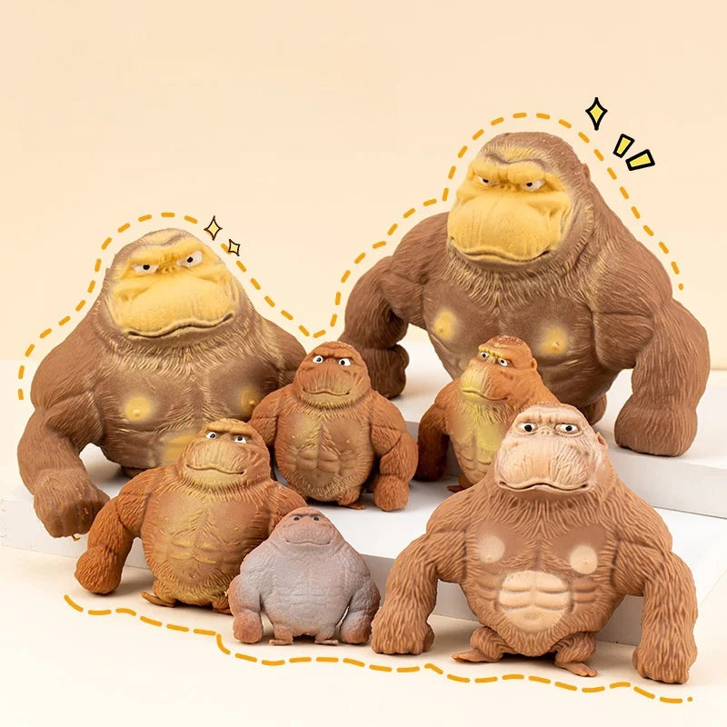 🦍😄 Cute Gorilla Figurines – Humorous Monkey Statues & Stress Relief Toy