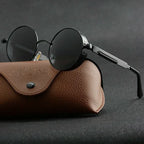 🕶️ Classic Steampunk Sunglasses – Retro Round Metal Frame for Men & Women