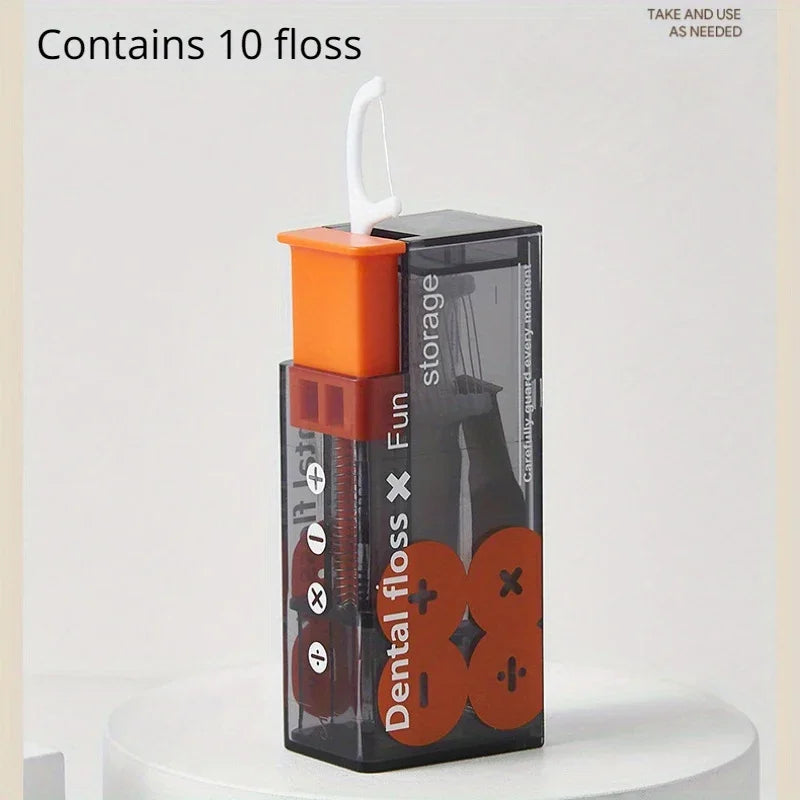 🦷 Dental Automatic Floss Storage Box Pop-Up Dispenser with 10 Pcs Dental Floss