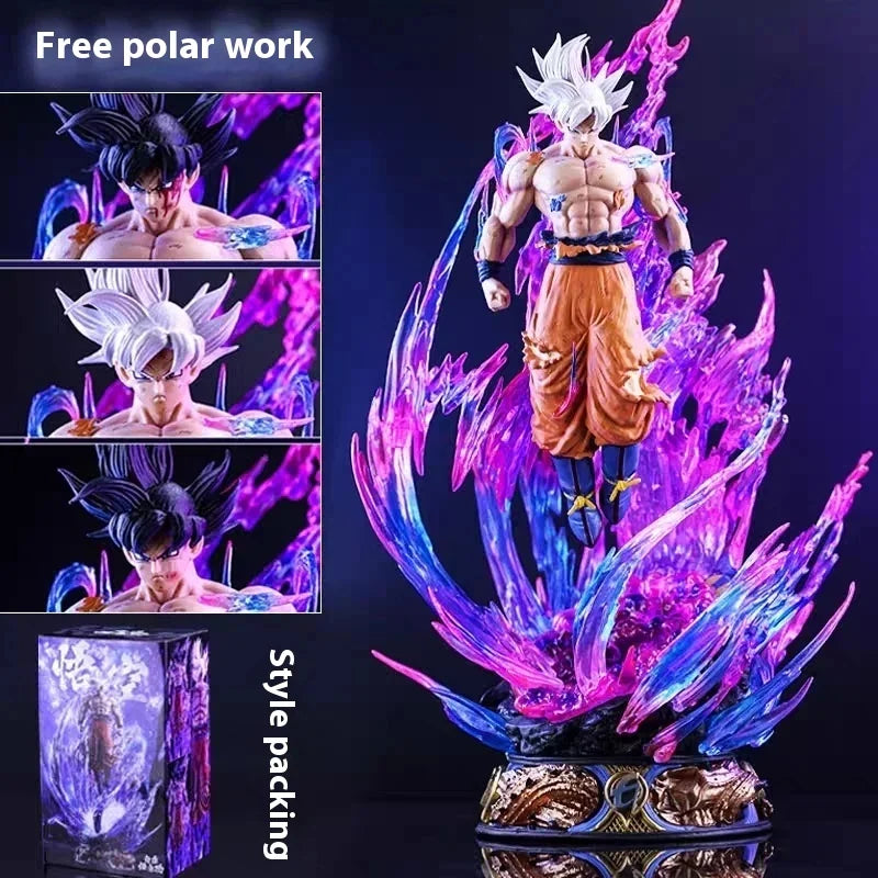 🌀 25cm Anime Dragon Ball Son Goku Action Figure – Ultra Instinct Super Saiyan Light-Up Statue