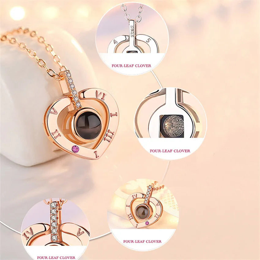 💖 Projection Necklace – 100 Languages "I Love You" Pendant