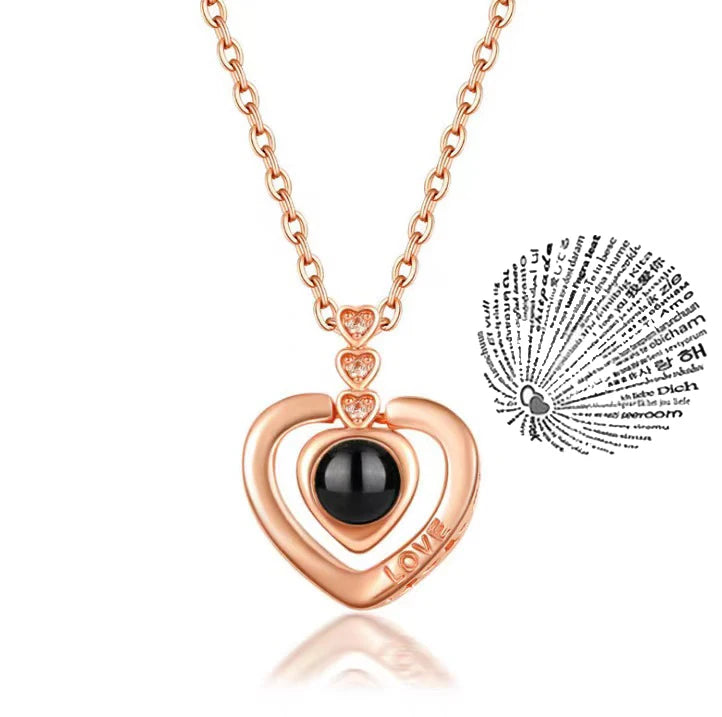 💖 Projection Necklace – 100 Languages "I Love You" Pendant