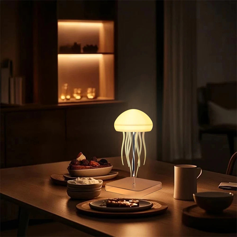 🐠 Jellyfish Cartoon LED Night Light – Cute Rotating RGB Bedside Lamp