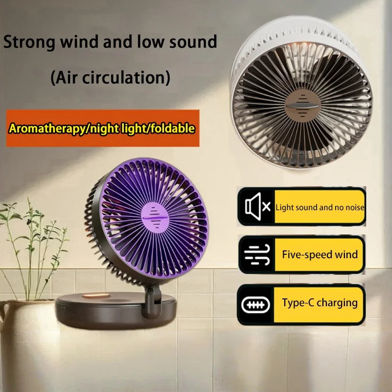 🌬️ Xiaomi 4-in-1 Multifunctional Portable Fan – Rechargeable Desktop & Wall-Mounted with Night Light