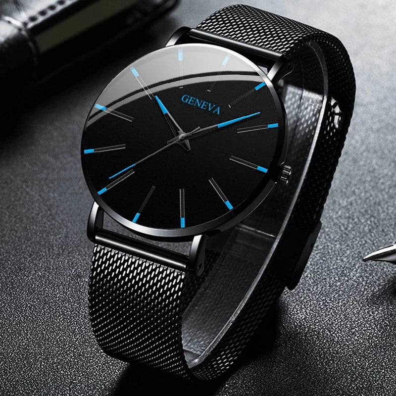 ⌚ Fashion Ultra-thin Men’s Business Watch – Steel Mesh Band Quartz Watch