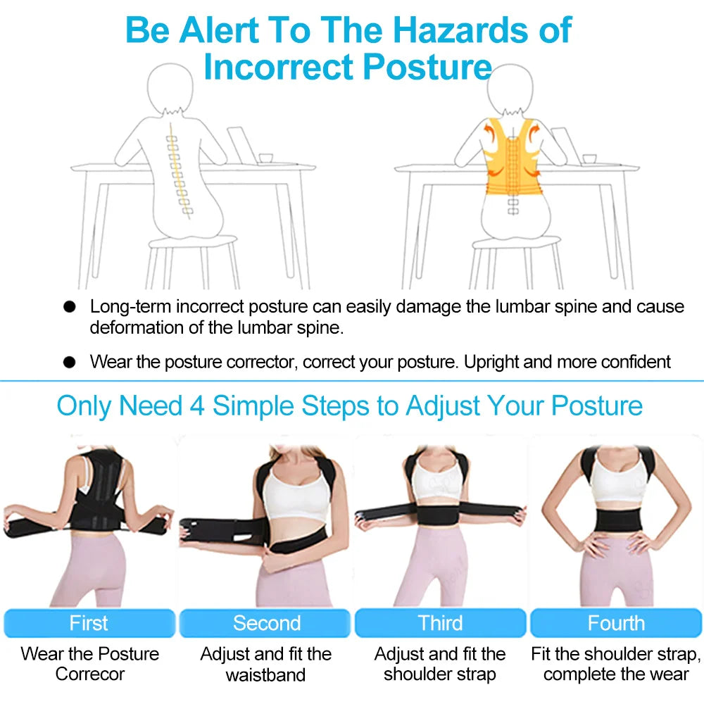 🦴 Adjustable Back Shoulder Posture Corrector Belt – Clavicle & Spine Support
