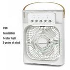 💨3-in-1 Mini Air Cooler, Fan & Humidifier with LED Night Light – Portable, USB Powered, Low-Noise