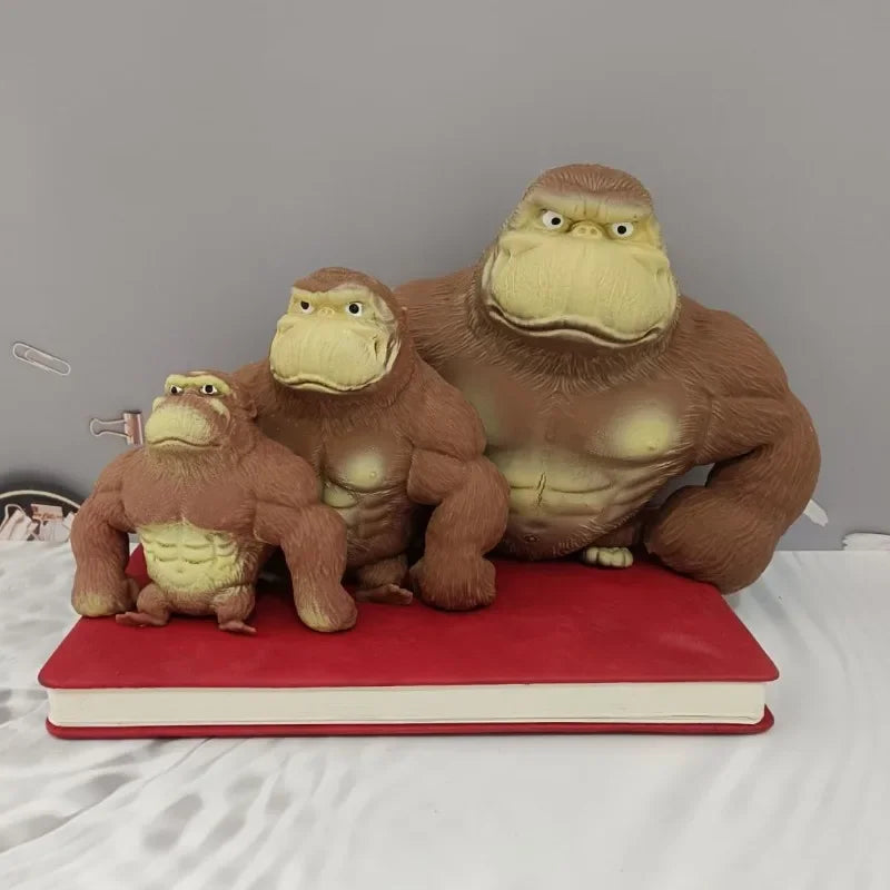 🦍😄 Cute Gorilla Figurines – Humorous Monkey Statues & Stress Relief Toy