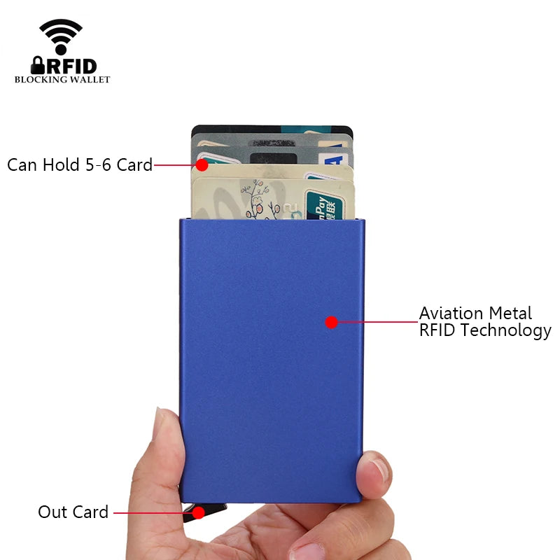 💳 RFID Smart Wallet – Slim & Minimalist Metal Card Holder for Men & Women