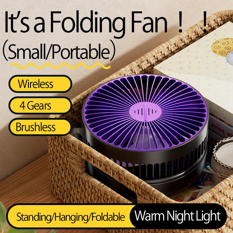 🌬️ HAOYUNMA 2024 3-in-1 Multifunctional Portable Fan – Rechargeable Wall-Mounted & Desktop with Night Light