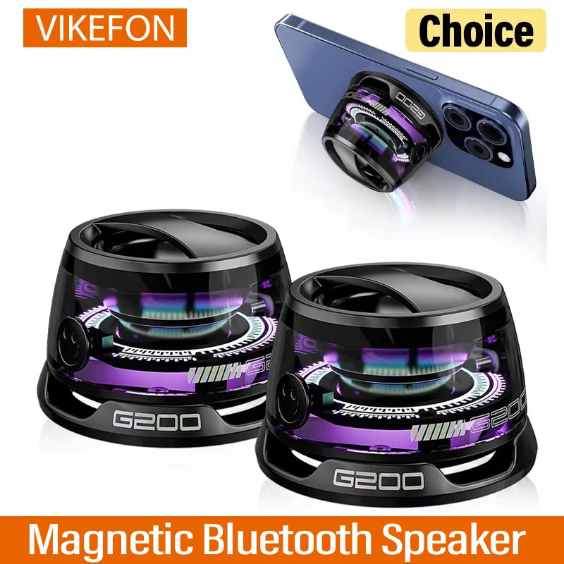 🔊 VIKEFON Mini Bluetooth Speaker 5.3 – Portable Wireless Speaker with RGB Lights & Magnetic Mount