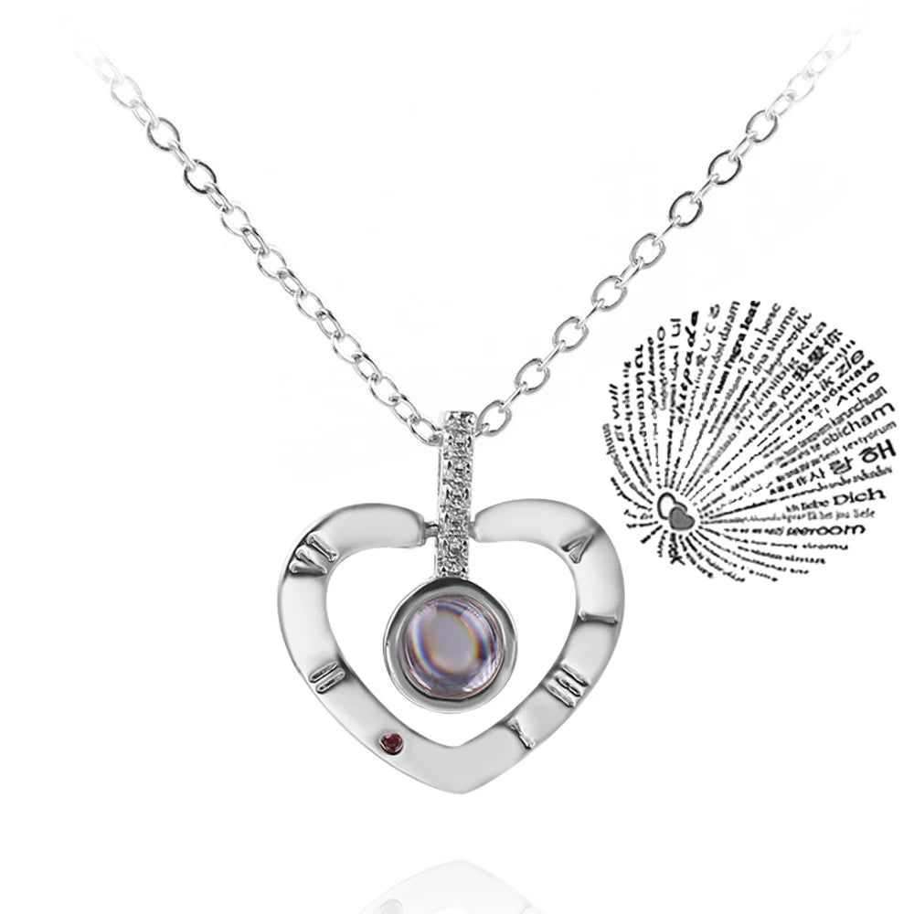 💖 Projection Necklace – 100 Languages "I Love You" Pendant