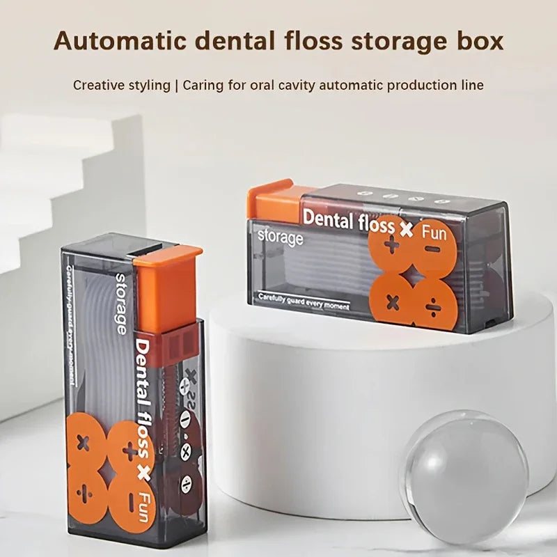 🦷 Dental Automatic Floss Storage Box Pop-Up Dispenser with 10 Pcs Dental Floss