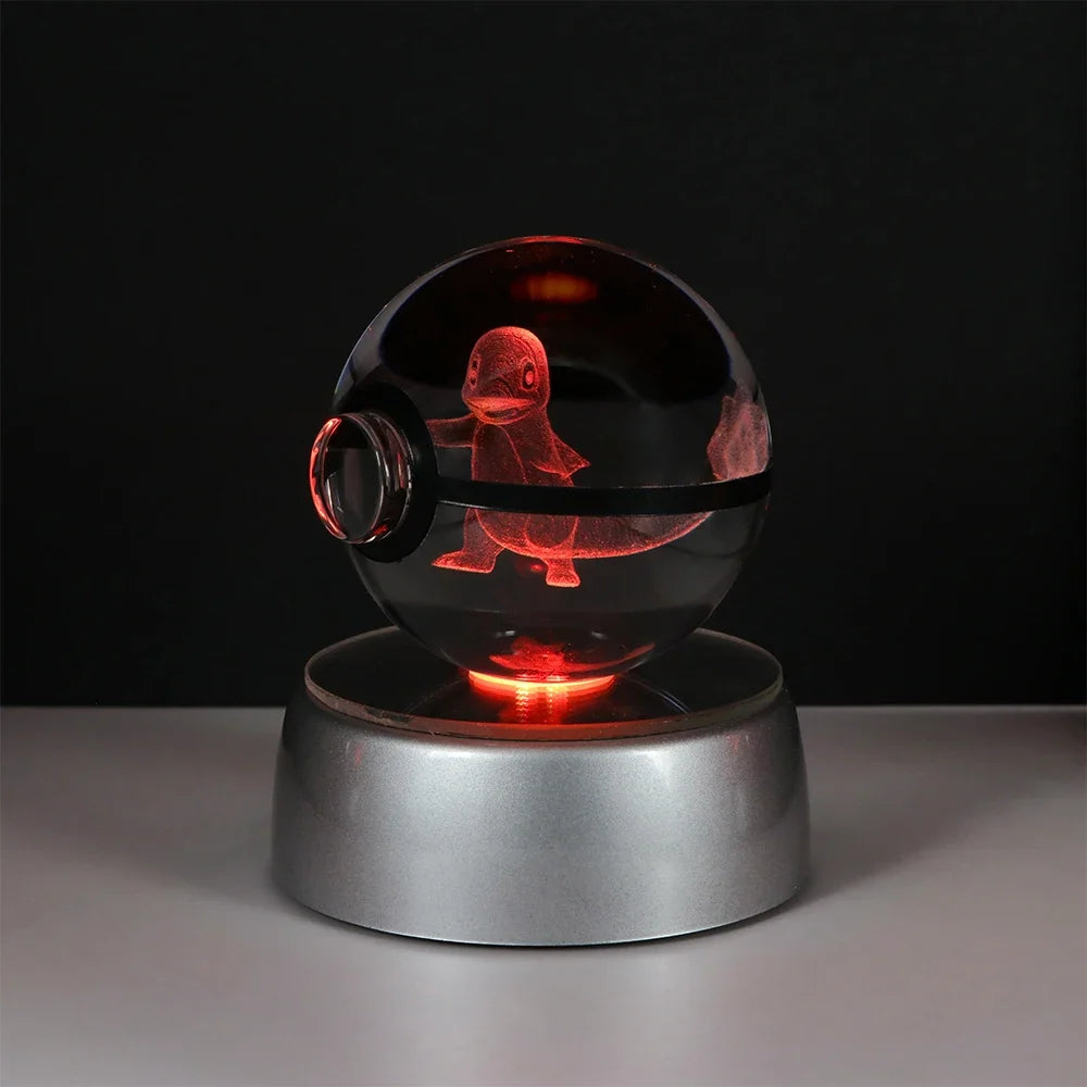 🪐 Pokémon 3D Crystal Ball LED Night Light – Pikachu, Gengar, Eevee & Mewtwo