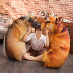 🐶 3D Lifelike Animal Cute Bend Dog Printed Throw Pillow – Funny Dog Head Cosplay Cushion for Kids and Home