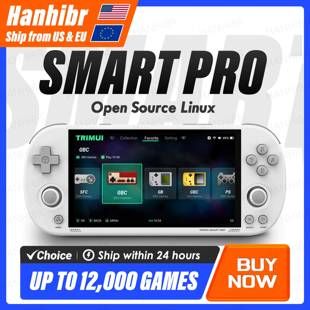 🎮 Consola Retro Portátil Trimui Smart Pro 🌈 | Pantalla IPS 4.96" + Joystick + RGB 💾