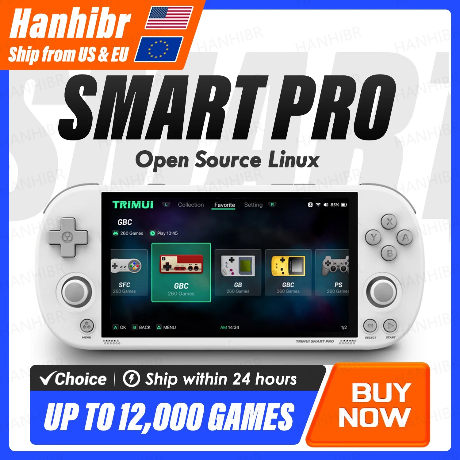 🎮 Consola Retro Portátil Trimui Smart Pro 🌈 | Pantalla IPS 4.96" + Joystick + RGB 💾