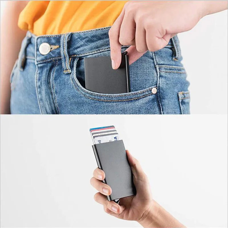 💳 RFID Smart Wallet – Slim & Minimalist Metal Card Holder for Men & Women