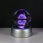 🪐 Pokémon 3D Crystal Ball LED Night Light – Pikachu, Gengar, Eevee & Mewtwo