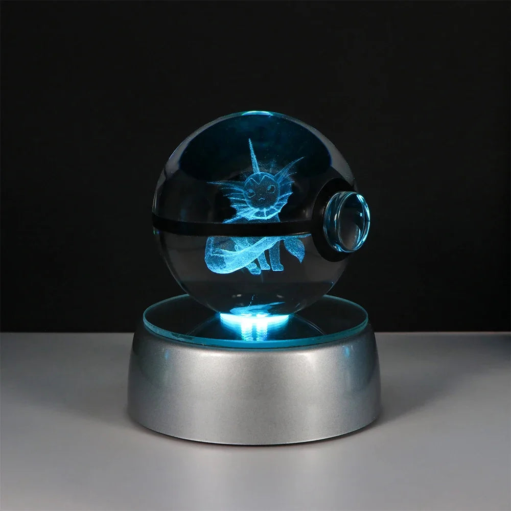 🪐 Pokémon 3D Crystal Ball LED Night Light – Pikachu, Gengar, Eevee & Mewtwo