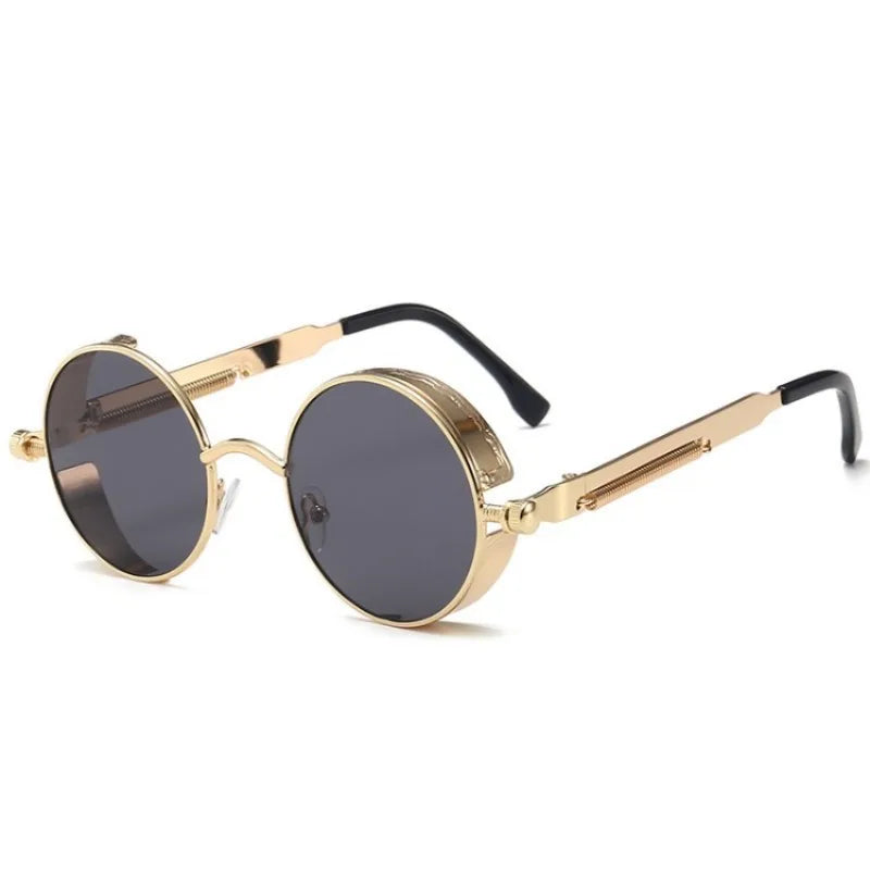 🕶️ Classic Steampunk Sunglasses – Retro Round Metal Frame for Men & Women