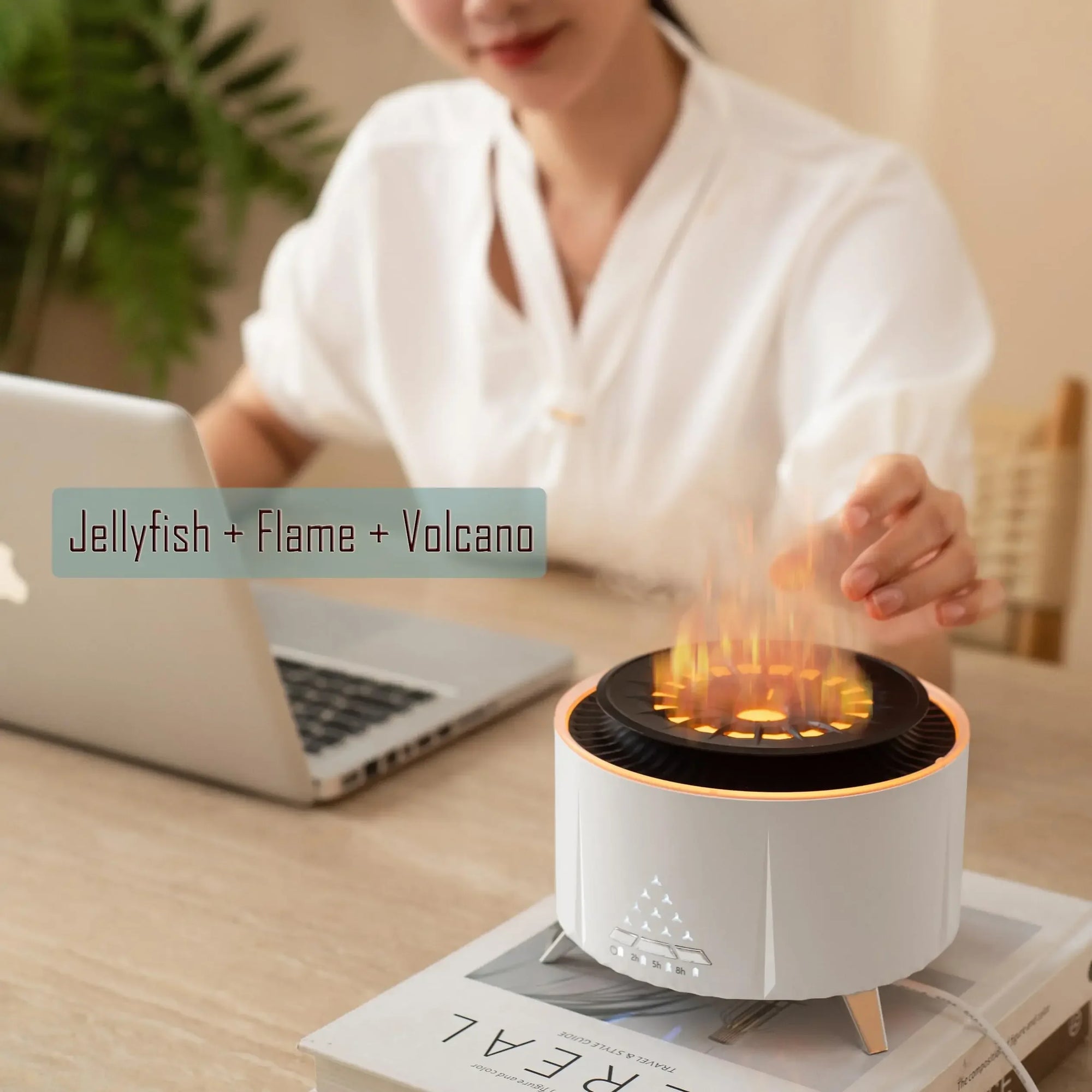 🌋 Volcano Jellyfish Mist Essential Oil Diffuser – 350ml, Night Light, Ultrasonic Cool Mist