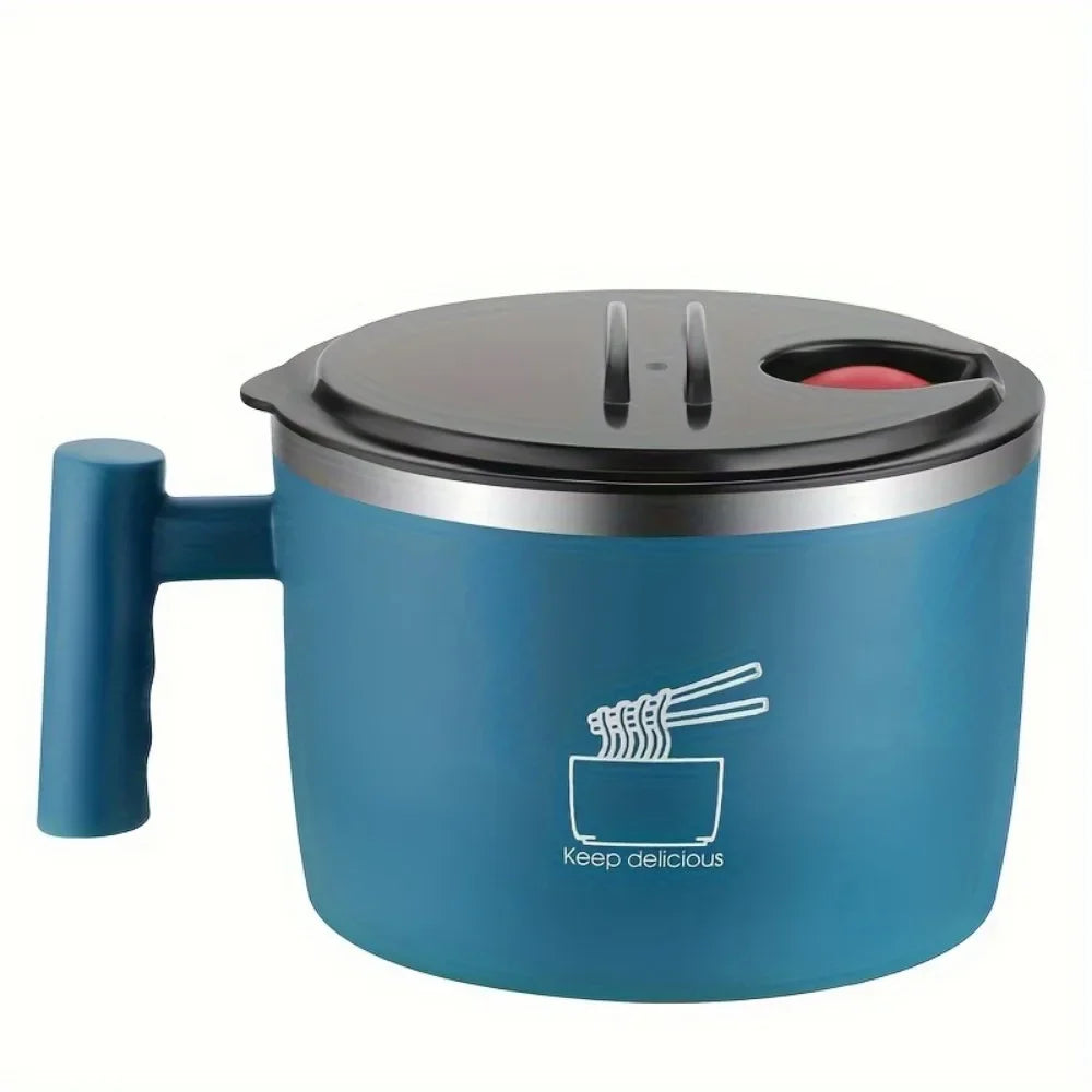 🍜 1000ml Stainless Steel Thermal Bowl with Phone Holder | Portable & Eco-Friendly