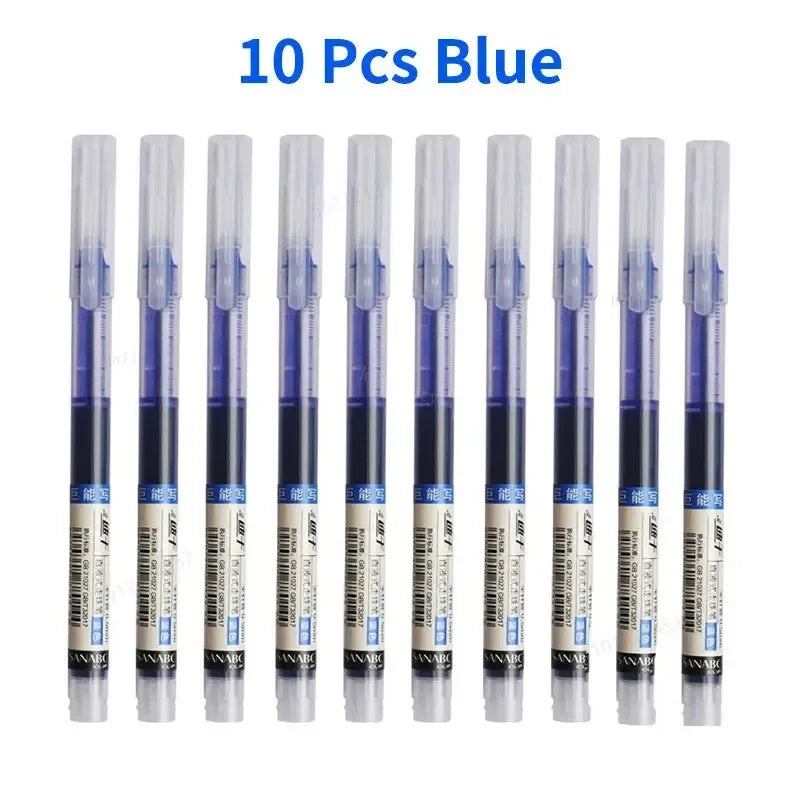 🖊️ 10Pcs/Set High Quality Needle Type Gel Pens – Straight Liquid Ballpoint