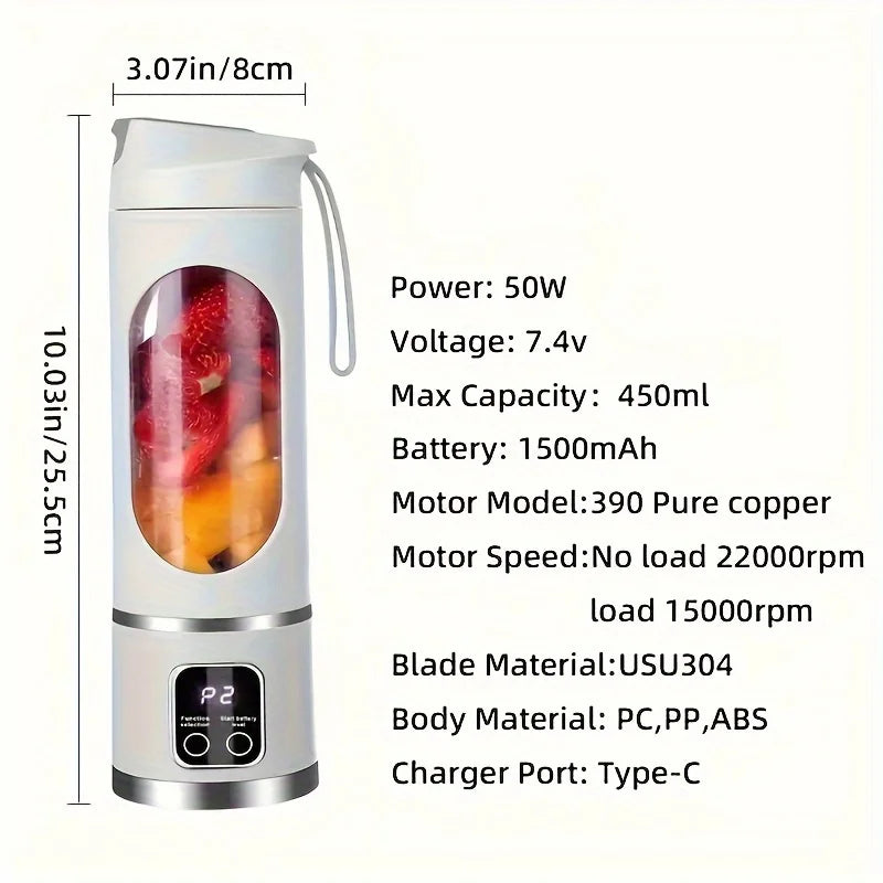🥤 Portable Blender 450ml | Rechargeable Smoothie & Juice Maker