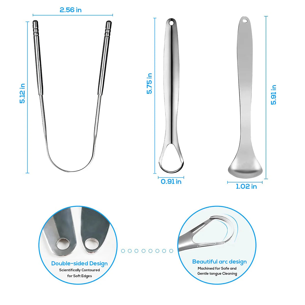 👅 Premium Stainless Steel Tongue Scraper – Cleaner for Adults & Kids