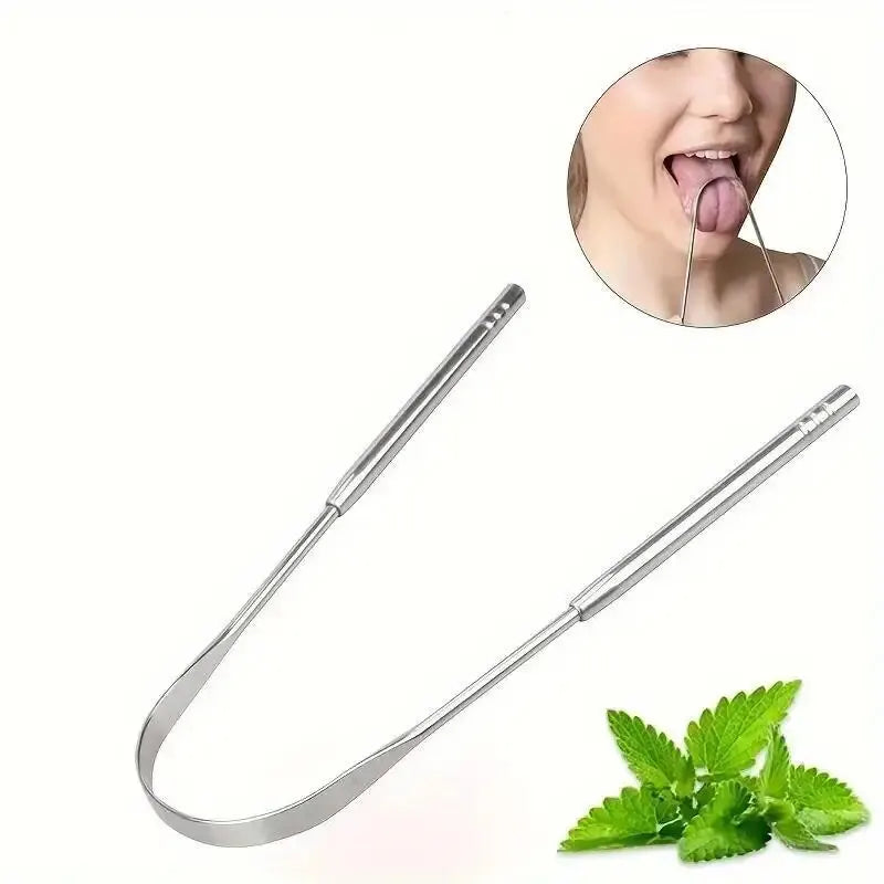 👅 Stainless Steel Tongue Scraper – U-Shaped for Fresh Breath