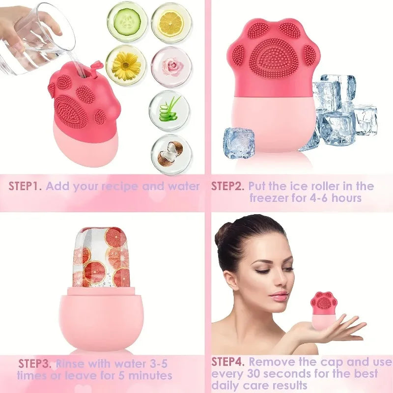 ❄️ Silicone Ice Cube Trays & Facial Massager – Beauty Lifting & Contouring