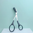 💗✂️ Pink Eyebrow Trimming Scissors with Built-In Comb – Stainless Steel Precise Grooming Tool